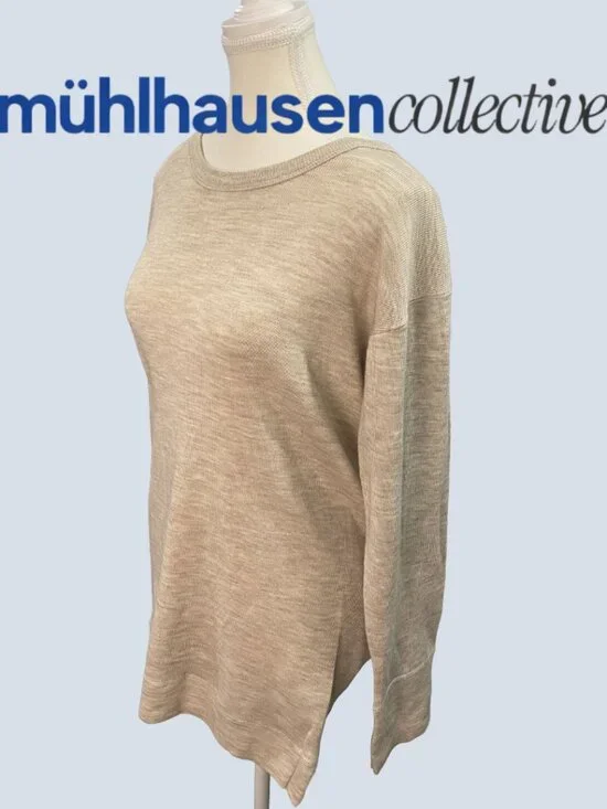 Maglificio di Tollegno Beige Cashmere Sweater Size Small Lightweight Italian - Picture 2 of 3